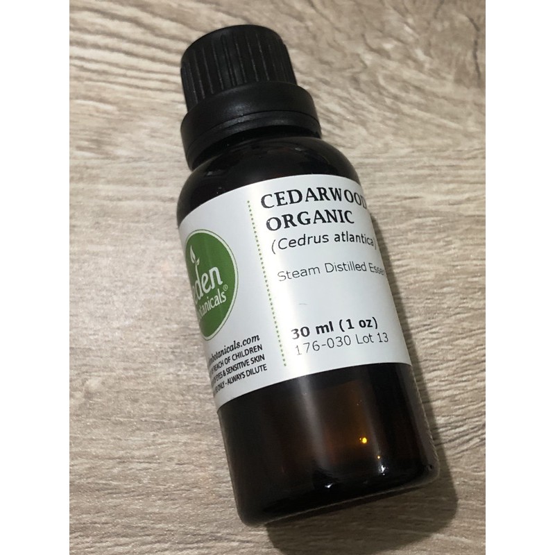 Organic Atlas Cedarwood Essential Oil. 30 ml. Eden Botanicals USA