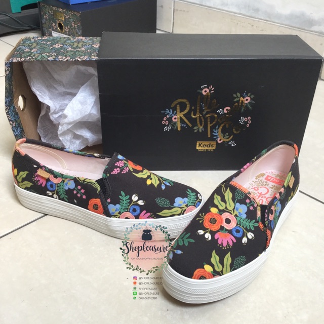 Sepatu keds x rifle paper co. Shoes double decker slip on  original ori asli authentic size 39