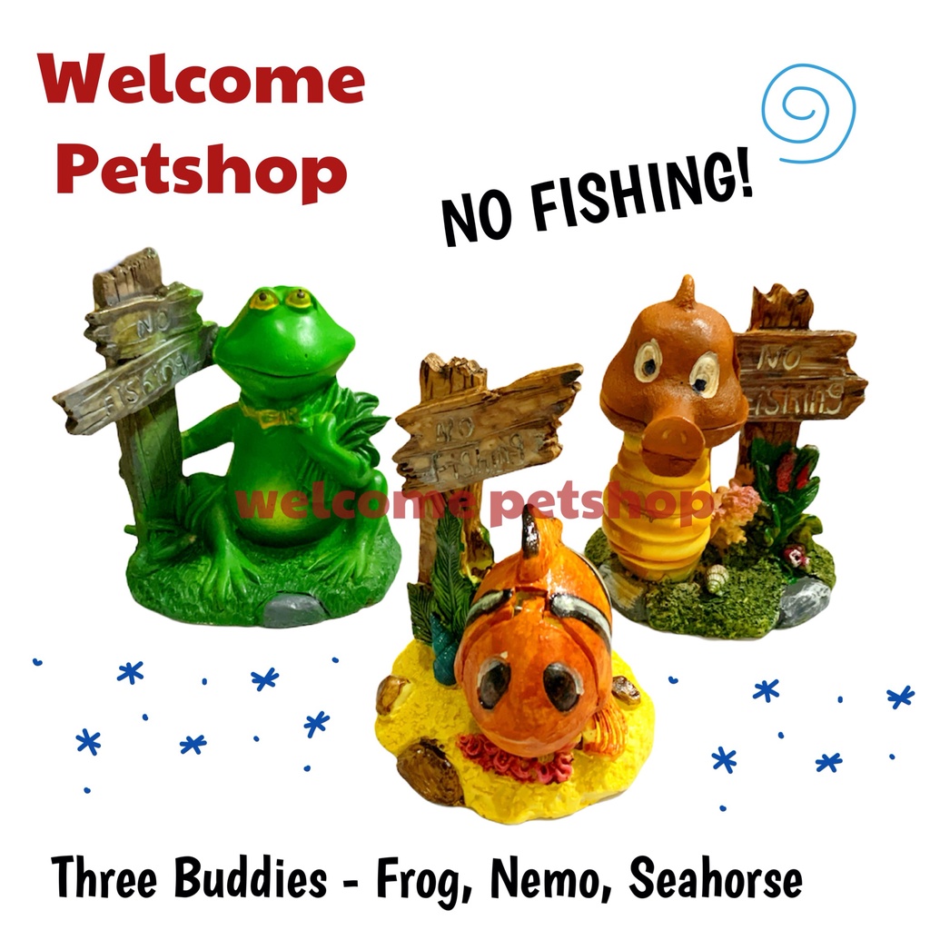 Three Buddies - Frog, Nemo, Seahorse / Aksesoris Aquarium / Hiasan AQ