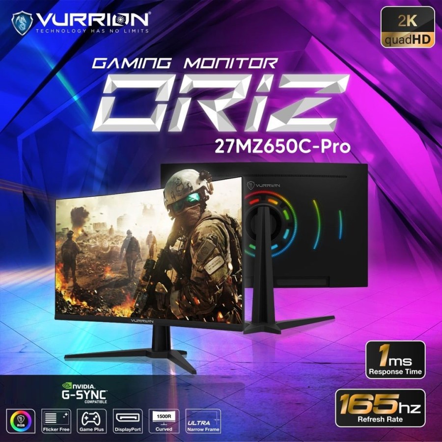 MONITOR LED GAMING VURRION ORIZ 27 INCH 27MZ650-C PRO CURVED - 165Hz 1Ms 2K