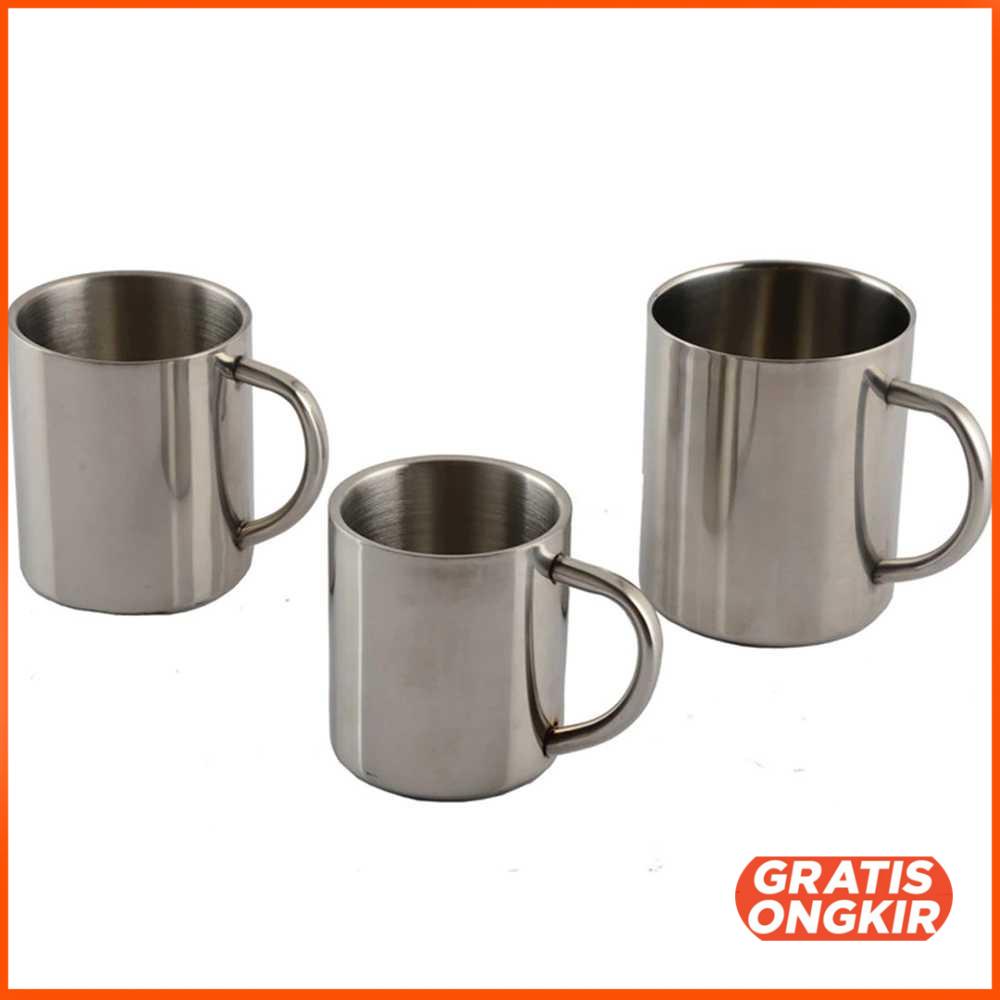 Gelas Cangkir Minum Stainless 320ml with Handle - MG031