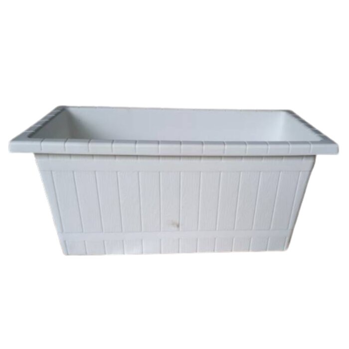 Pot Tanaman Plastik Segi Panjang Putih Motif Gentong Kayu Putih 60 cm