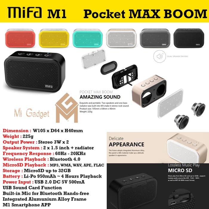 MiFa M1 Stereo Bluetooth Speaker Dengan MicroSD Slot