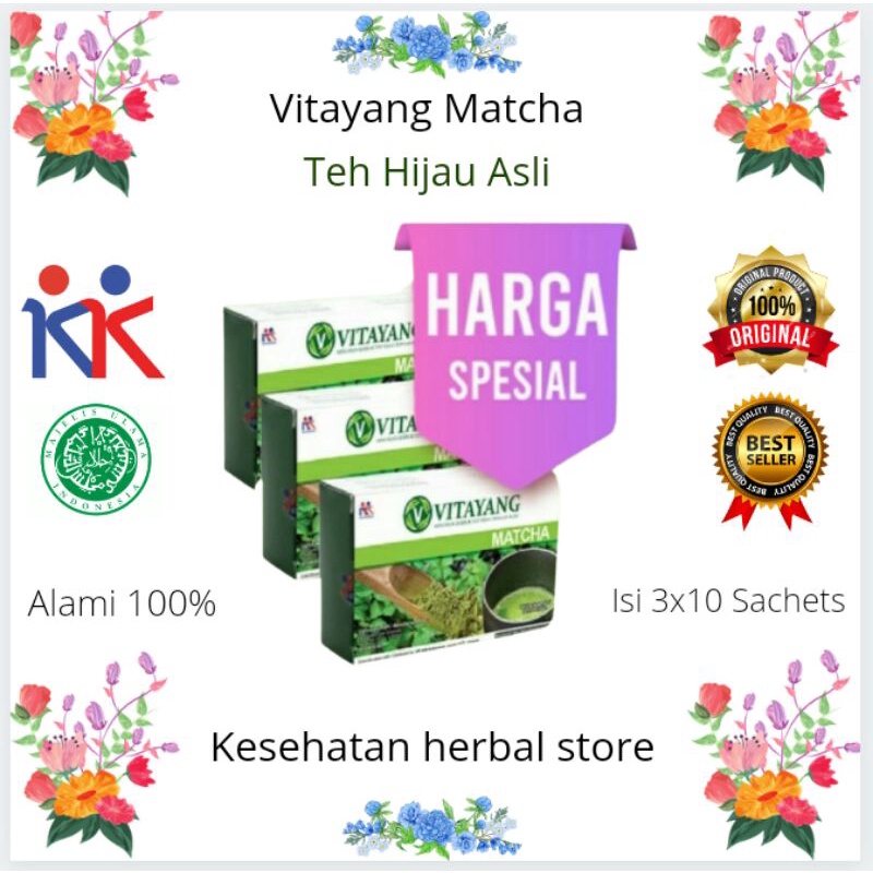 

Vitayang Matcha Minuman Serbuk Teh Hijau Klorofil Bubuk 3@ 10 Sachets