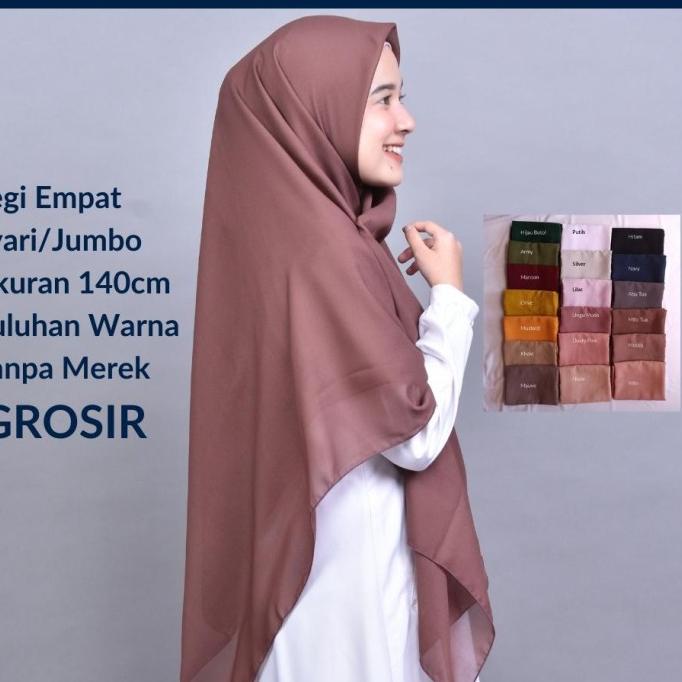 GROSIR Bella Square Jumbo Syari 140 x 140 cm Hijab Segi Empat Syar i K