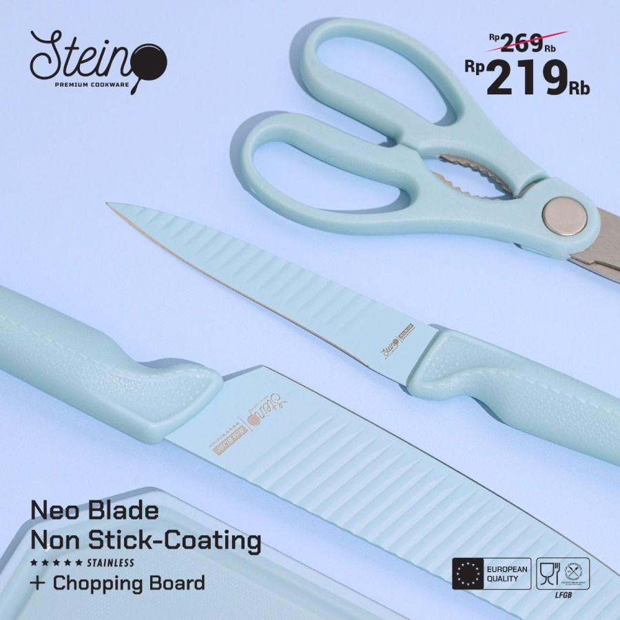 Stein Steincookware Neo Blade Knife Set Knives Pisau Biru Talenan