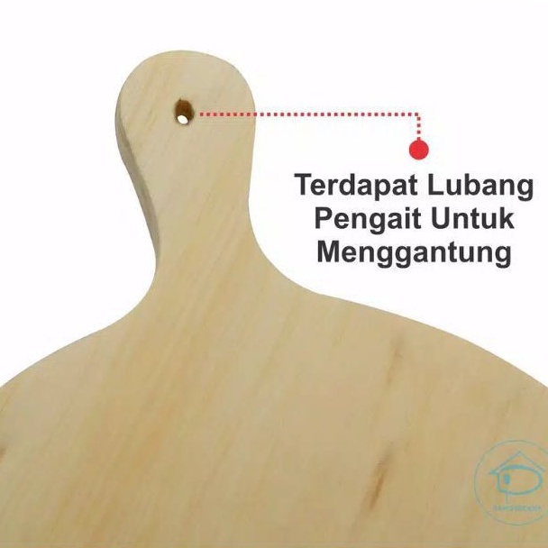 Talenan Kayu Bulat Gagang Bahan Pinus - Wooden Cutting Board - Talenan Pizza