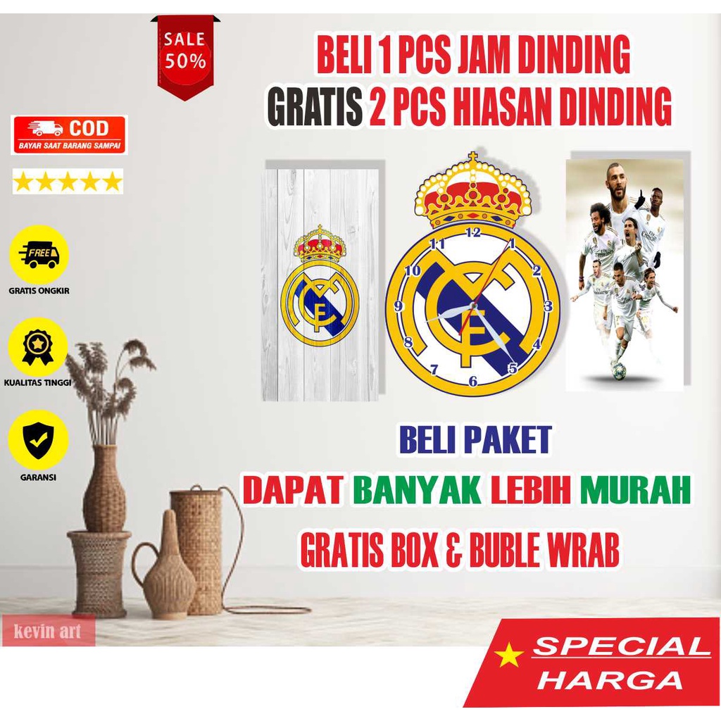 JAM DINDING KAYU MINIMALIS LOGO REAL MADRID KARAKTER TEMPEL TEMBOK UNIK CUSTOM BESAR BELI JAM DINDING GRATIS HIASAN DINDING 1 SET PROMO DEKORASI DINDING KAMAR TIDUR AESTHETIC KARAKTER ARTISTIK MURAH MINIMALIS MODERN MEWAH CUSTOM POSTER KAYU KLUB BOLA