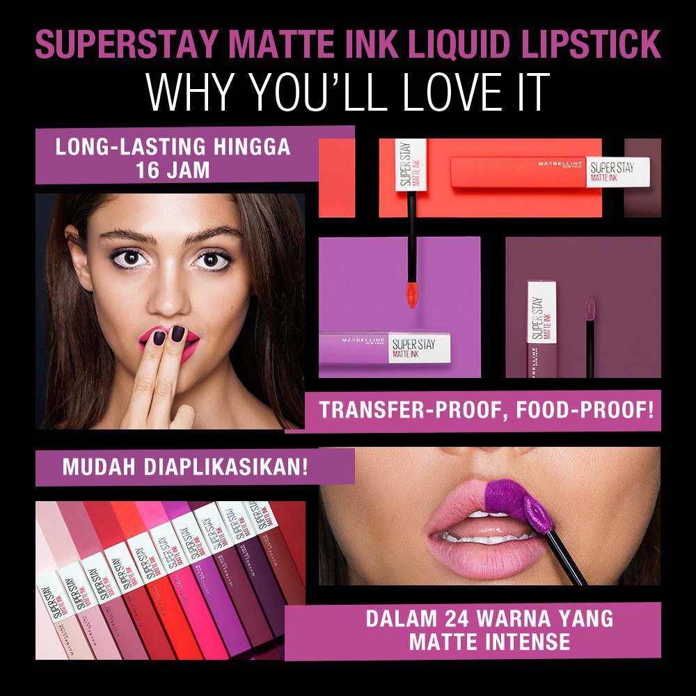 [BPOM] Maybelline SuperStay Matte Ink Liquid Lipstick (118/ 125/ 130/ 135/ 220/ 245/ 205/ 210/ 225)