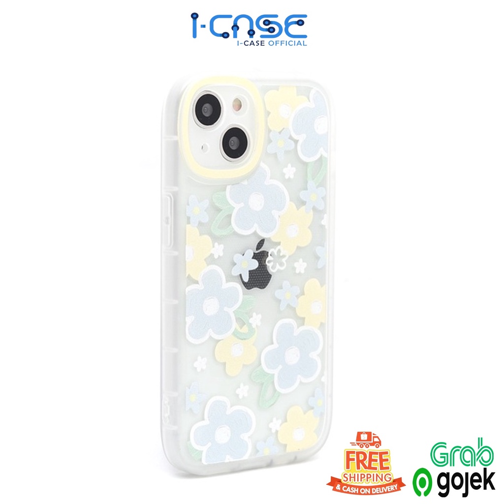 Soft Case Blue and Yellow Flowers Full Lens Cover For iPhone 7 8 PLUS XR X XS MAX 11 12 13 MINI PROMAX