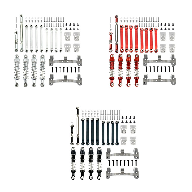 Metal Steering Link Rod Pull Rod Mount Shock Absorber Set for MN D90 MN-90 MN99S 1/12 RC Car Upgrade Parts,1