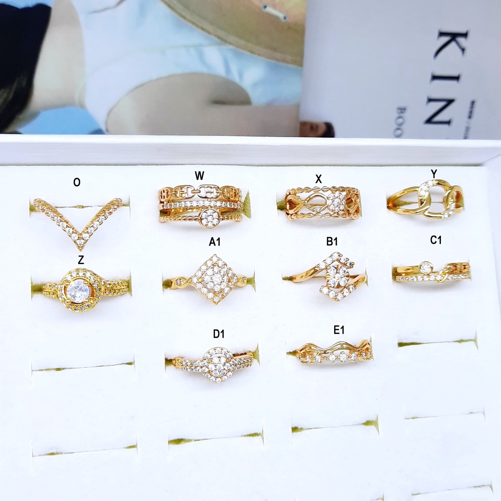 Cincin Wanita  Xuping Premium V Fuji Aurel Viral Lapis Emas Gold - BR371