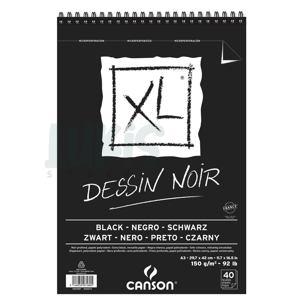

CANSON XL Black 150G | Ukuran A3 | 40 Sheets | 400039087
