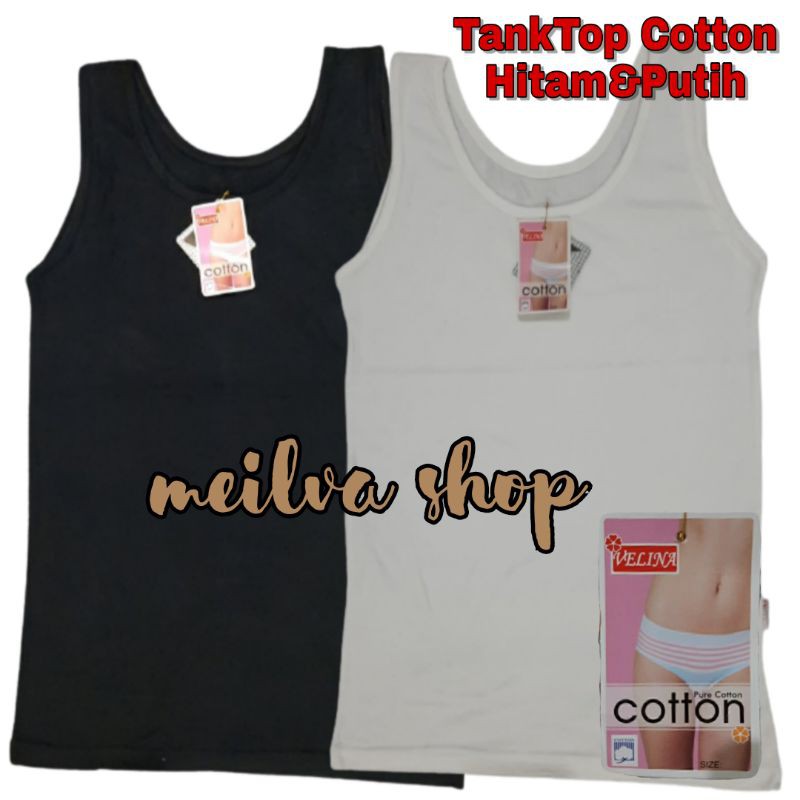 [1 PCS] Tank Top Cotton Hitam&Putih Tali Besar | Tank Top Wanita Dewasa Bahan Katun