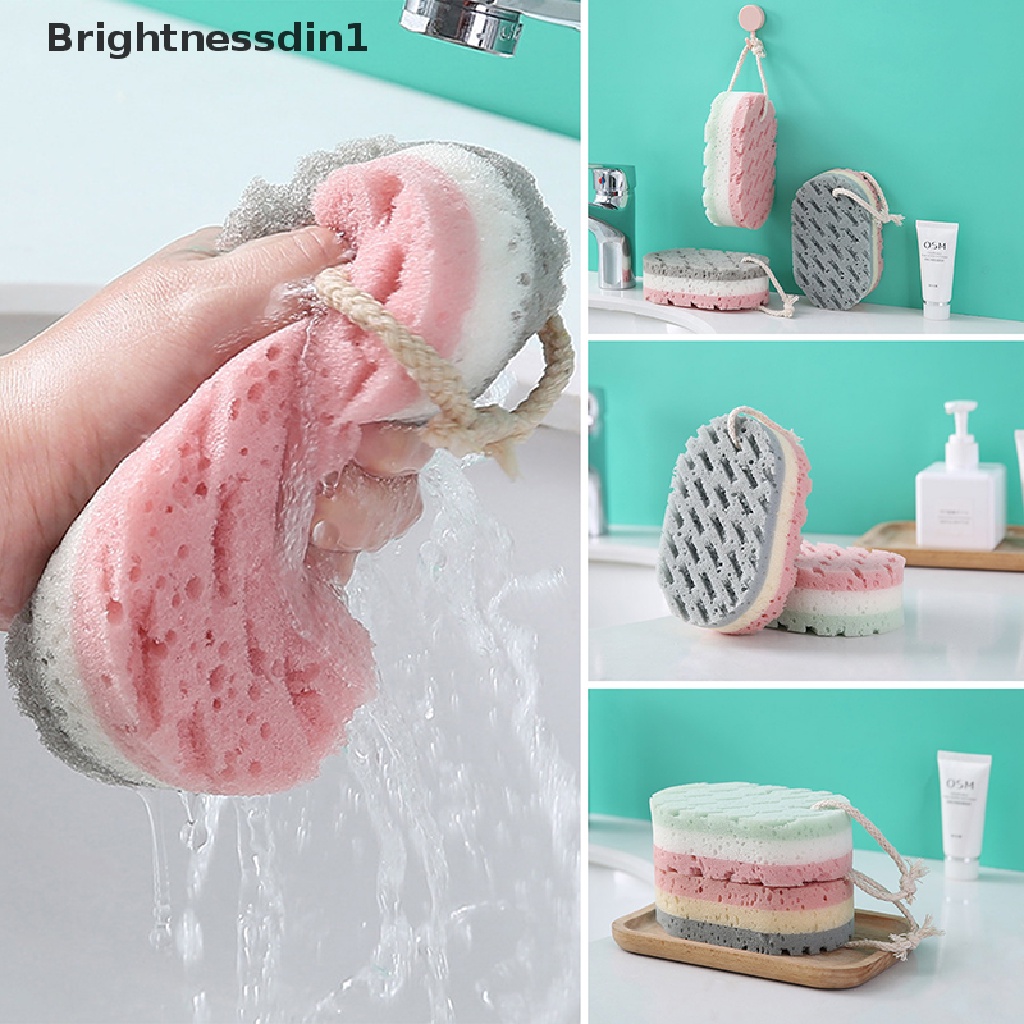 (Brightnessdin1) Spons Mandi Bentuk Bola Untuk Exfoliation Kulit Mati