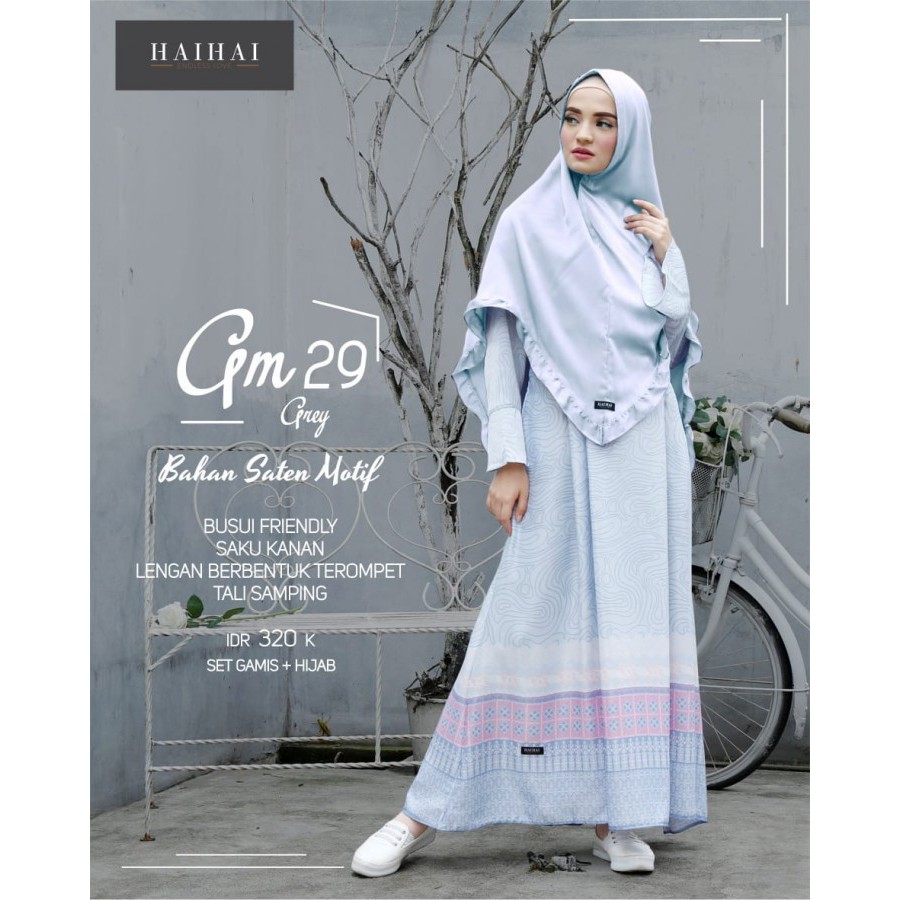 GAMIS PREMIUM HAI HAI GM 29 SET GAMIS DAN HIJAB GAMIS SYAR'I ORIGINAL HAI HAI