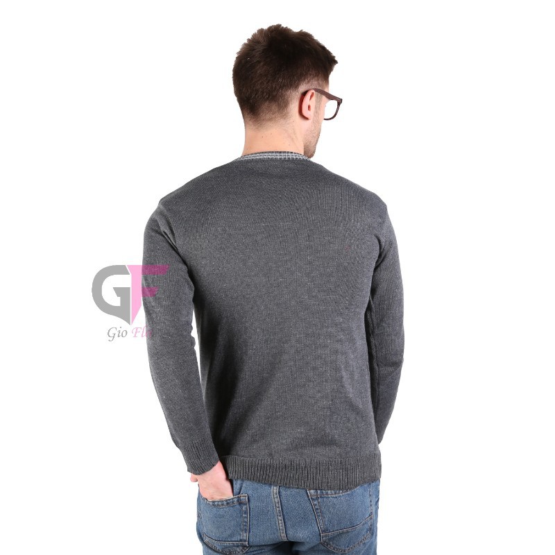 GIOFLO Pakaian Pria Casual Sweater Rajut Abu Tua / SWE 535