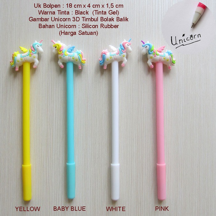 

Bolpen Or Pulpen Lucu Tinta Gel Unicorn 3D Type4