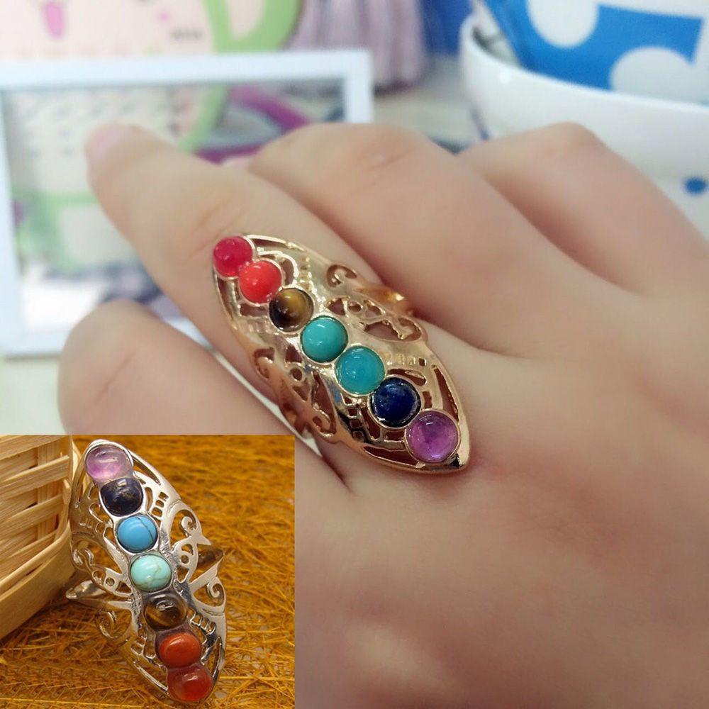 Cincin Permata LILY Reiki Jempol Baru Adjustable Healing Hollow Stone