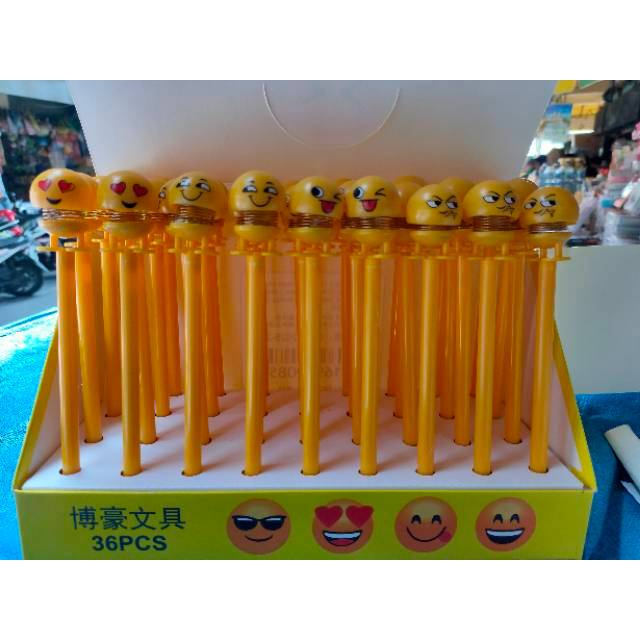 

36 pcs Pulpen per karakter smile' emoji per box