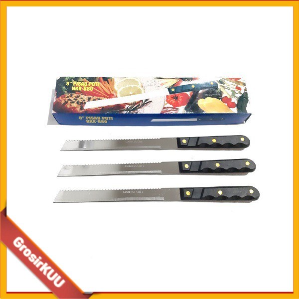 PISAU POTONG ROTI/ BOLU /KUE TART dua sisi Stainless Steel panjang kwalitas bagus GrosirKUU