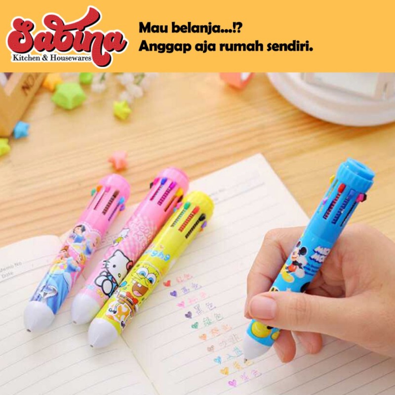 Pena Pulpen Ballpoint Multi Warna 10 in 1 Multi Warna