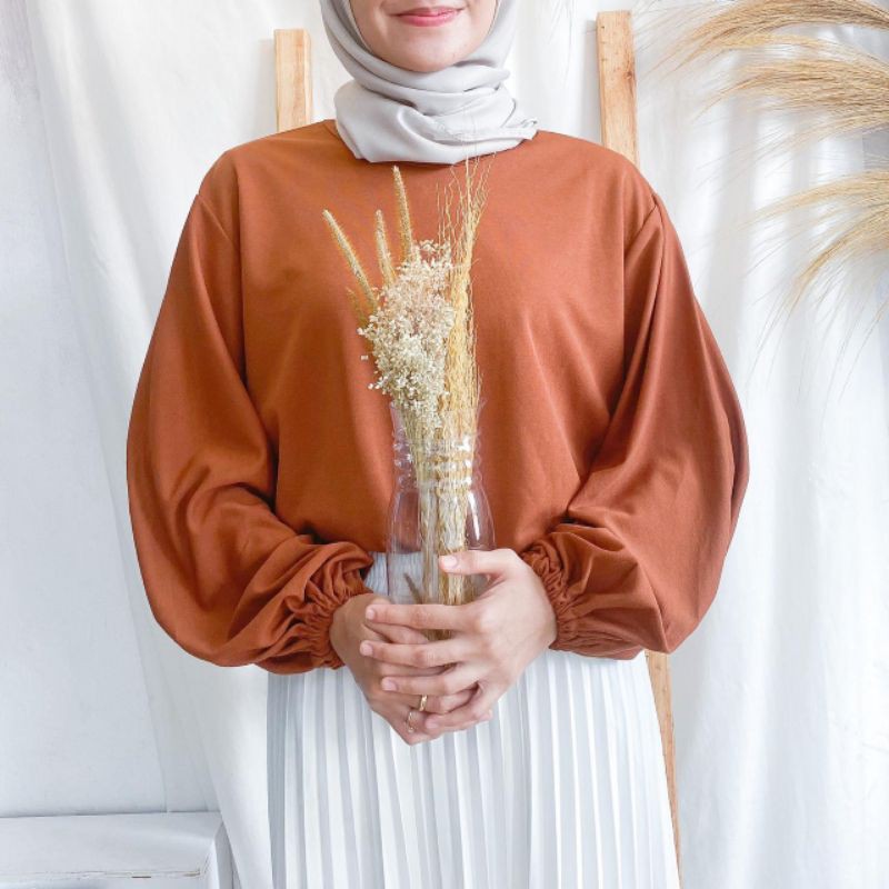 Mevin Blouse | Blouse Balon Bahan Waffle