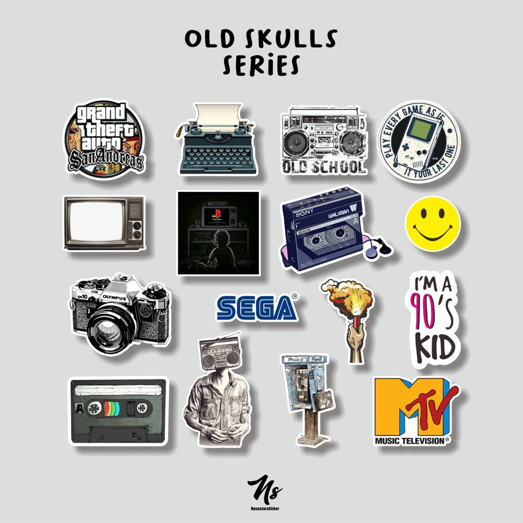 

STIKER PACKAGE OLDSKULLS 90’s STICKER AESTHETIC SKIN LAPTOP TUMBLR CASE HANDPHONE BUJO