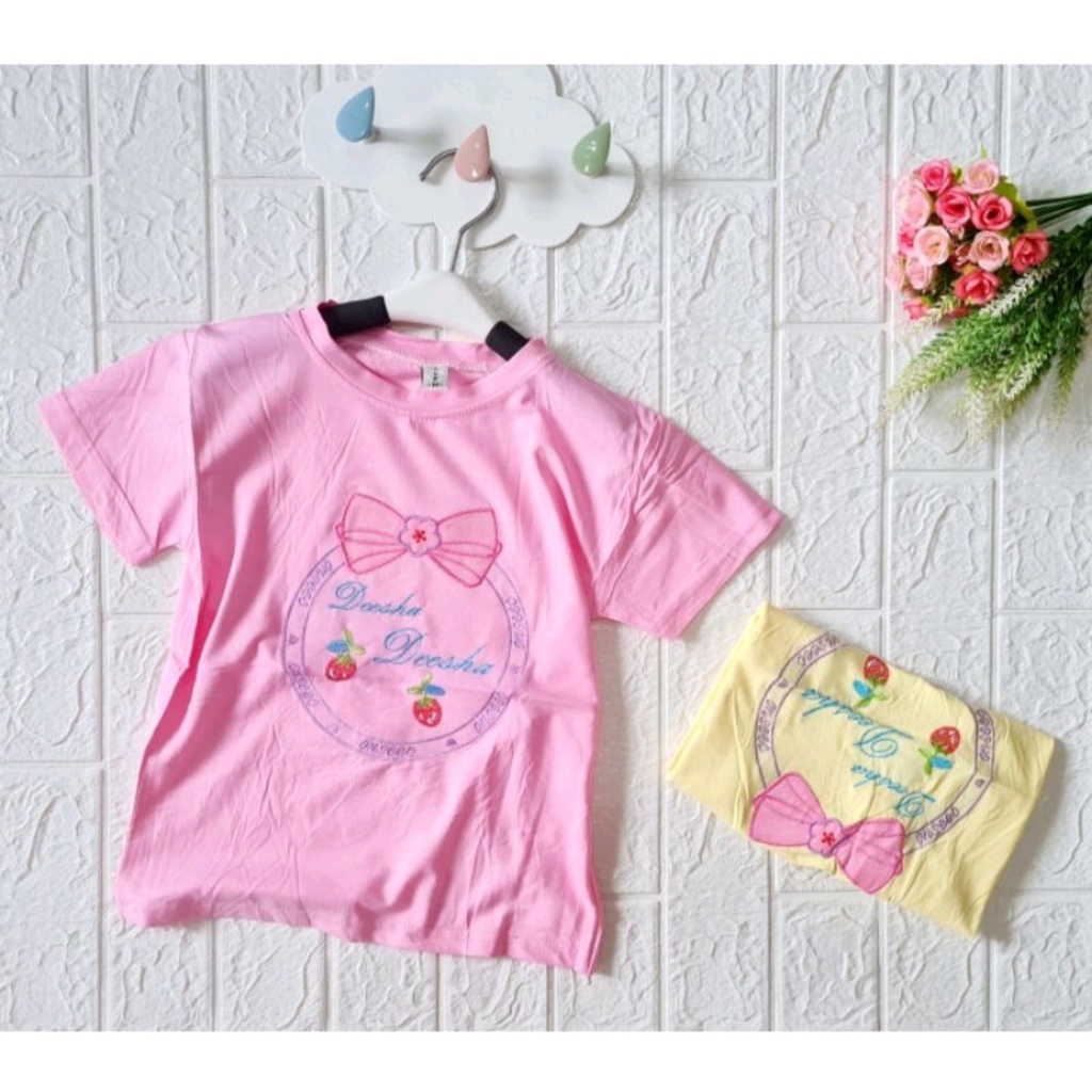 Baju Anak Perempuan Usia 1 tahun - 9 tahun / Kaos Anak Perempuan Lengan Pendek / 100% cotton import