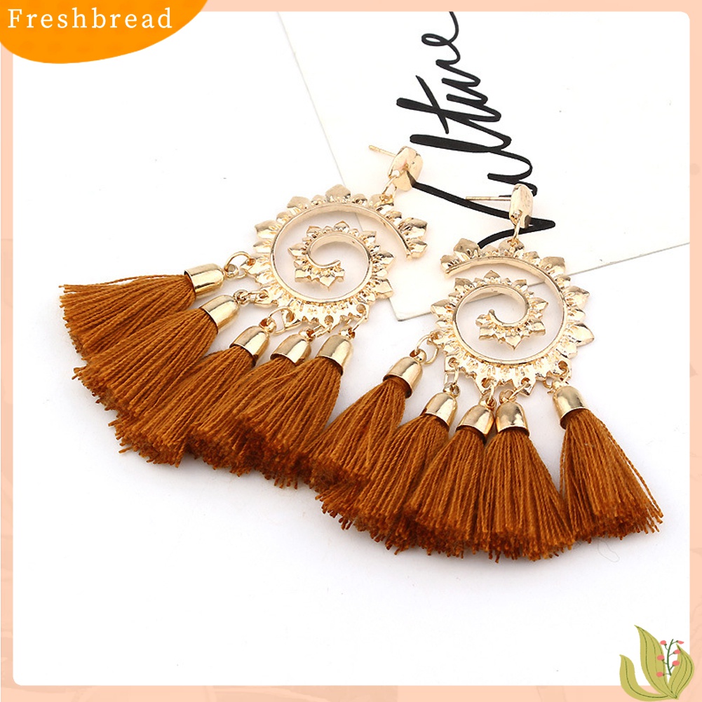 [TERLARIS]Bohemian Women Spiral Pendant Thread Tassel Dangle Drop Earrings Jewelry Gift