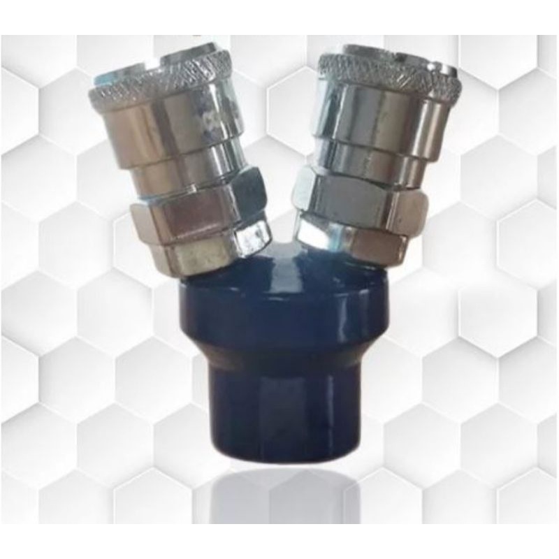 quick coupler 2 cabang konektor selang kompresor 2 lubang sambungan