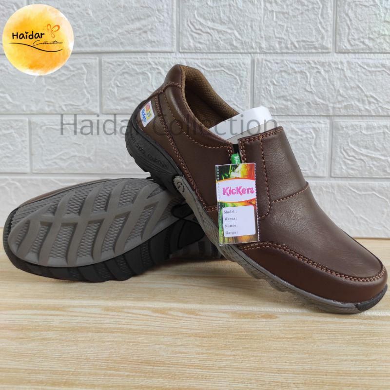 Sepatu Pria Kulit Suede Sintetis Premium Slip On Kasual Cowok Sol Karet Kantoran Kerja