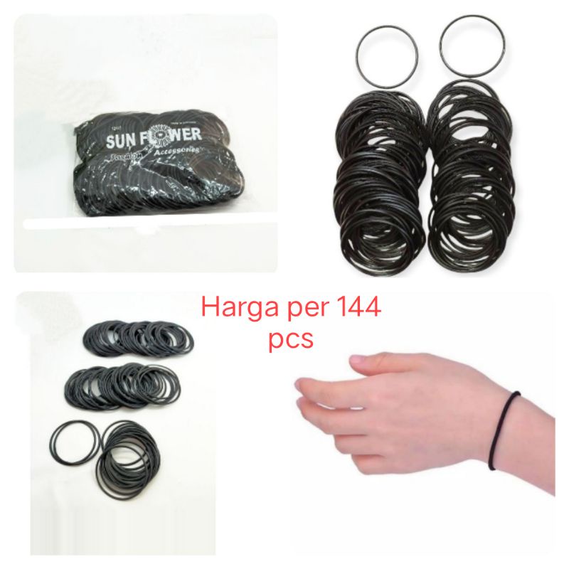 GELANG TANGAN KARET / GELANG SIL HITAM ISI 144 PCS