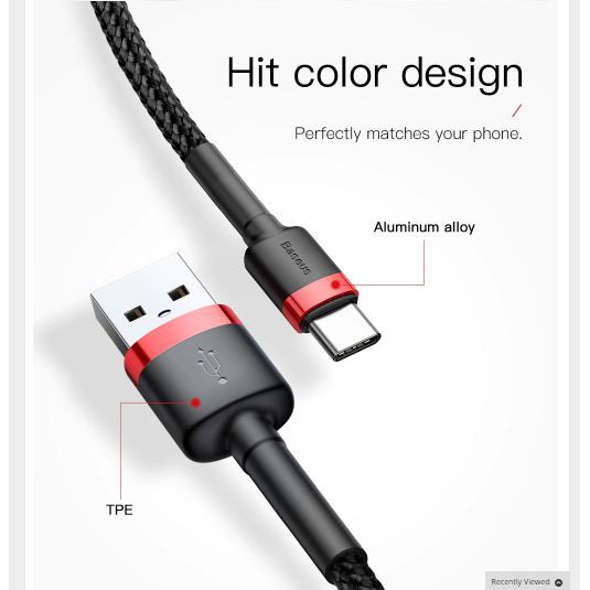 Baseus Cafule Cable Type-C 200CM Original 100%