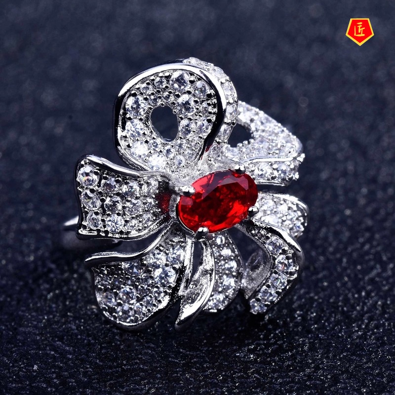 [Ready Stock]Women's Luxury Natural Ruby Butterfly Ring Fashion Design