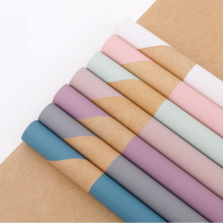 

Flower Wrapping Paper Bi Color Kraft Cellophane Kertas Buket Motif Dua Warna Coklat Muda Bunga Florist (58 x 58cm) - Ecer