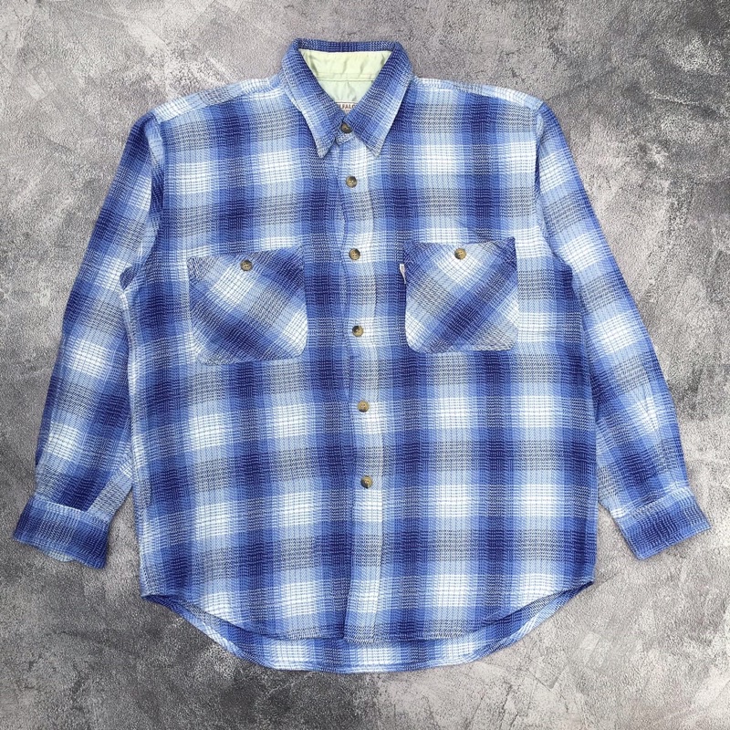 kemeja flannel motif veterano vintage