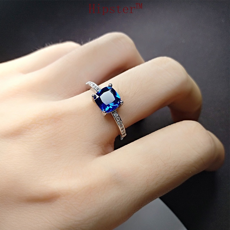 Hot Sale Classic Luxury Inlaid Colored Gems Square Diamond Ring