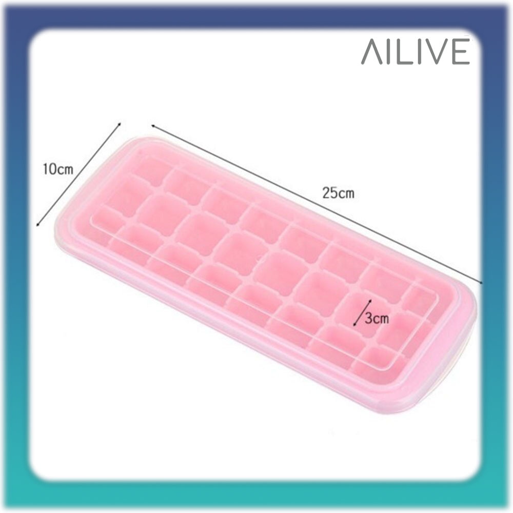 Cetakan Es Batu Silikon 24 &amp; 36 Grid Ice Cube Tray Kotak Cetakan Puding Eskrim Dengan Tutup