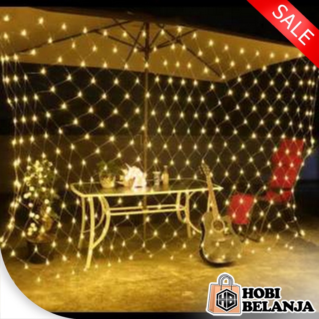 Lampu Hias Dekorasi Model Jaring Ukuran 3x2 Meter Warna Warm White