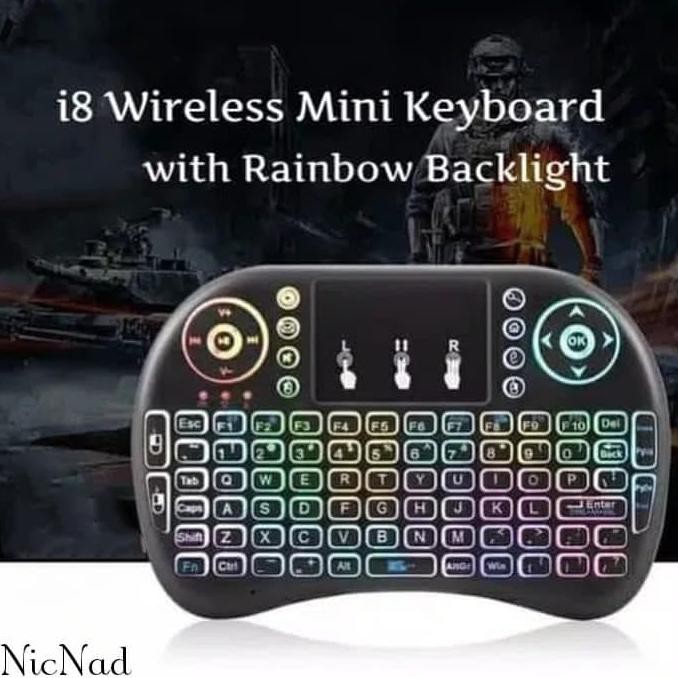 i8 Wireless Mini Keyboard with TouchPad & Air Mouse-Rainbow Backlight HIGH QUALITY