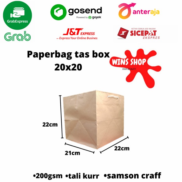 

NEW paperbag coklat polos/ Tas Dus 20x20