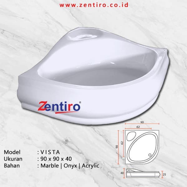 SHOWER TRAY MARBLE ZENTIRO VISTA PIJAKAN KAKI SHOWER COLUMN 90X90