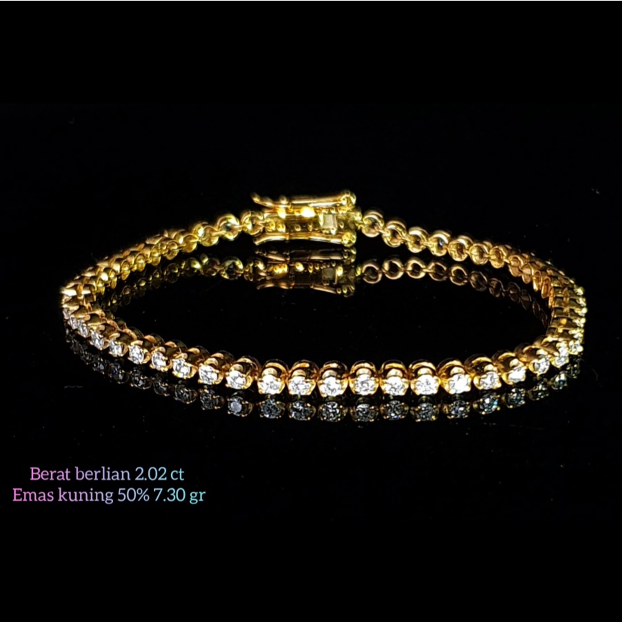 Gelang berlian full keliling 2.02 ct bahan emas kuning kode 1096