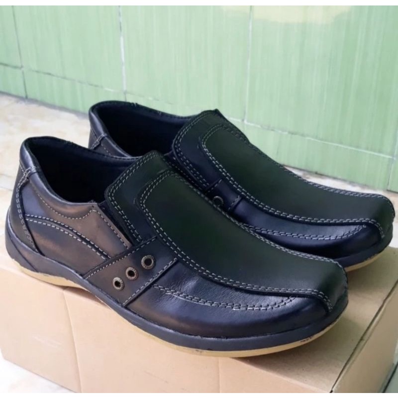 SEPATU PANTOFEL PRIA KULIT ASLI HITAM / SEPATU KERJA FORMAL