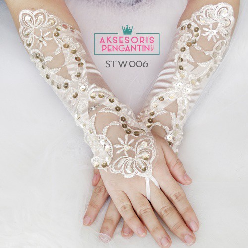 [BISA COD] SARUNG TANGAN PESTA AKSESORIS PENGANTIN WEDDING GLOVES NUDE STW006