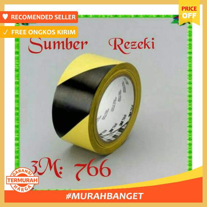 

Selotip & Double Tape - 3M 766 Yellow Black 2"In X 33M Lakban Lantai 766 Floor Marking Tape