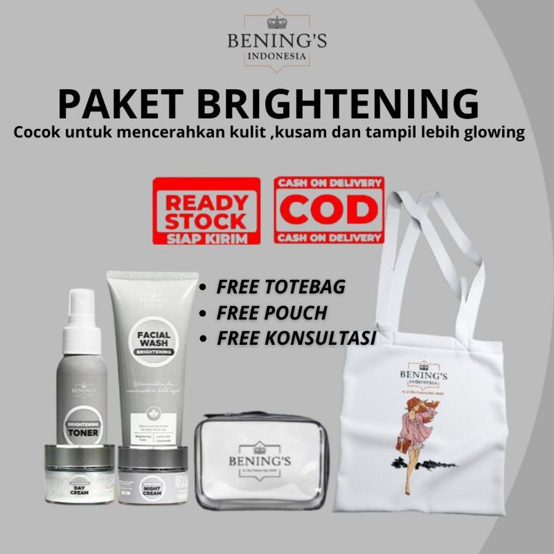 BENINGS SKINCARE BY DR.OKY PRATAMA PAKET BRIGHTENING (BENINGS CLINIC) BENING PAKET PENCERAH DAN GLOWING-PAKET BRIGHT #BUMIL