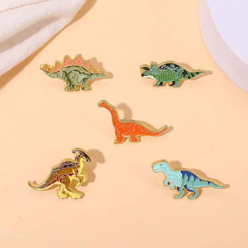 Bros Pin Enamel Desain Kartun Hewan Dinosaurus Jurassic Warna-Warni Untuk Anak