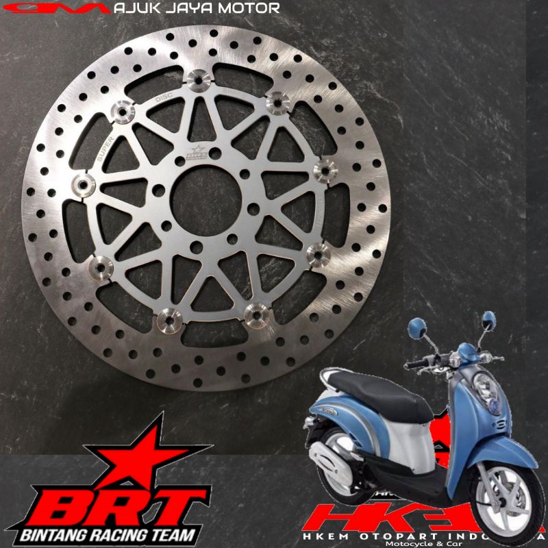BRT SUPER DISC BRAKE SCOOPY LAMA PIRINGAN CAKRAM SCOOPY KARBU 4 HOLE 260MM + BRAKET PIRINGAN LEBAR a